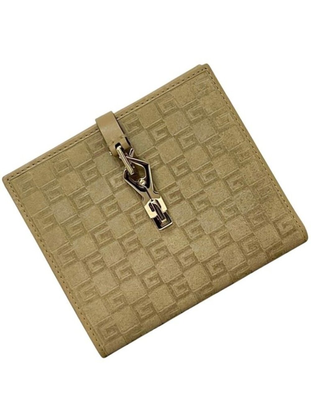 Gucci Bifold Wallet Jackie 035 Leather Suede Beige Vintage
